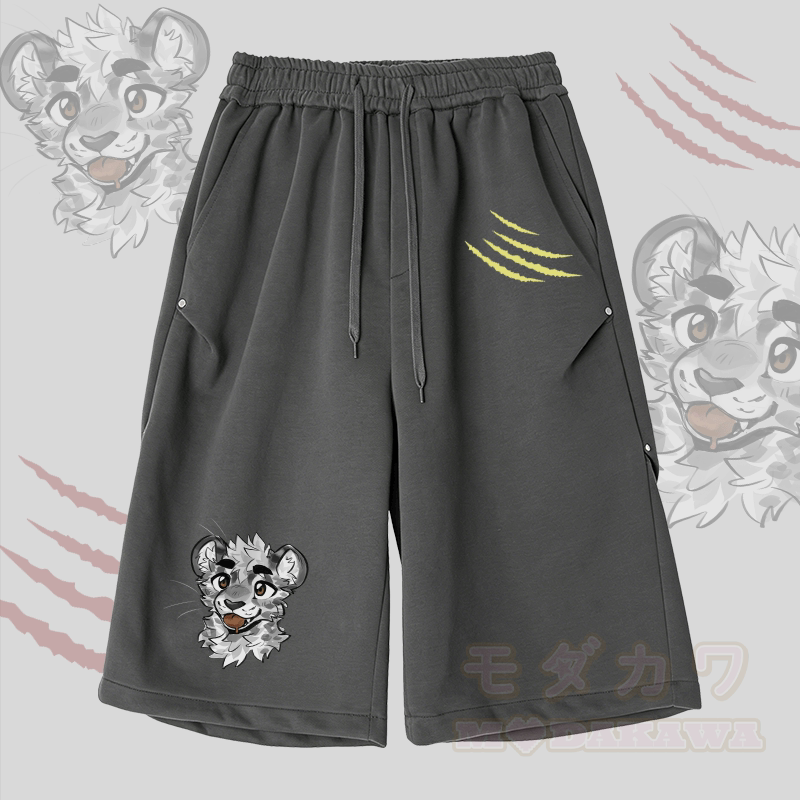 MODAKAWA X atka Cheeky Tiger Face Graphic Wide Leg Cropped Pants - Dark Grey - 2XL - image 1