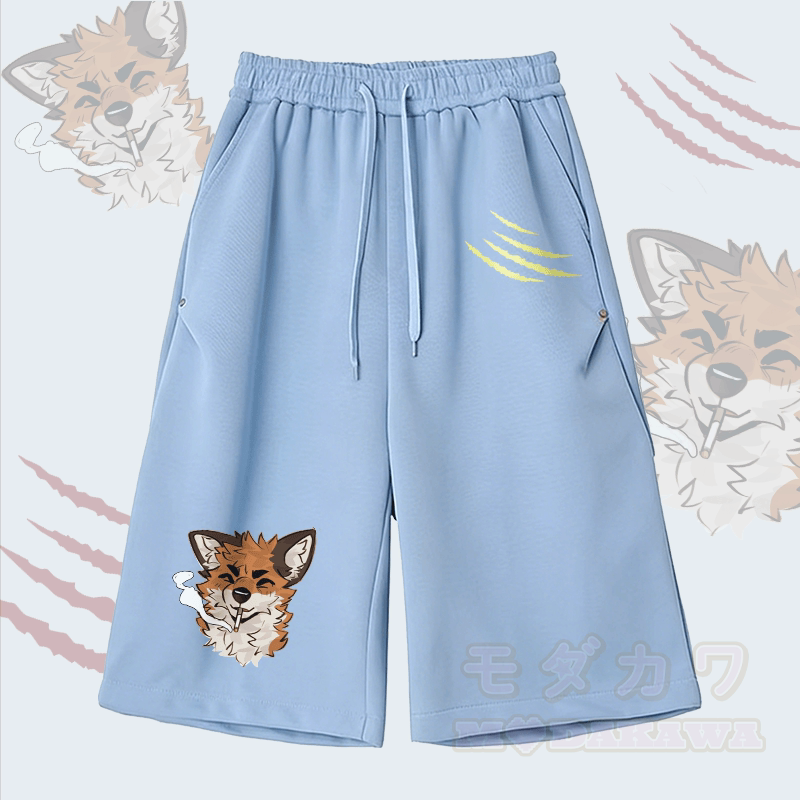 MODAKAWA X atka Fox Smoking Graphic Wide Leg Cropped Pants - Blue - 2XL - image 2