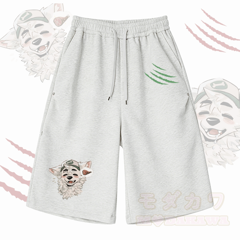 MODAKAWA X atka Fox Wants Meat Graphic Wide Leg Cropped Pants - Light Grey - 2XL - image 1