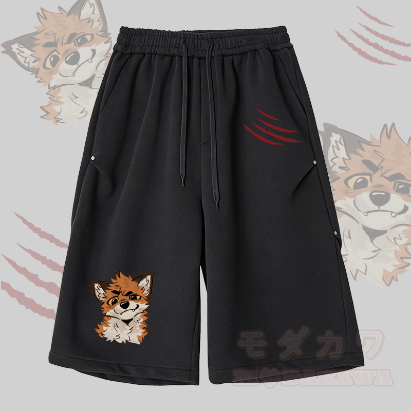 MODAKAWA X atka Funny Fox Graphic Wide Leg Cropped Pants - Black - 2XL - image 2
