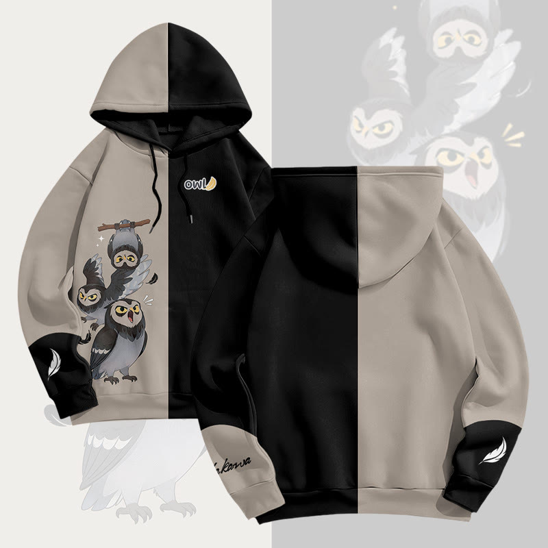 MODAKAWA Owl Graphic All Over Print Pullover Hoodie - Camel - 6XL - image 2