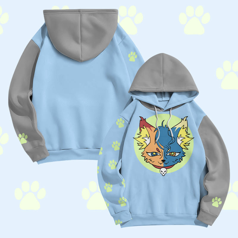 MODAKAWA Mystic Cat Graphic All Over Print Pullover Hoodie - Blue - 6XL - image 2