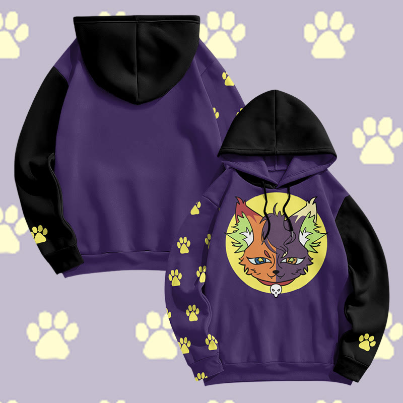 MODAKAWA Mystic Cat Graphic All Over Print Pullover Hoodie - Purple - 6XL - image 1