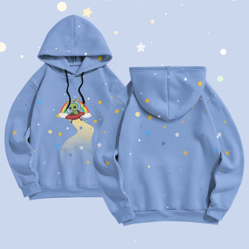 MODAKAWA Starry Alien Graphic All Over Print Pullover Hoodie - Blue - 6XL - image 2