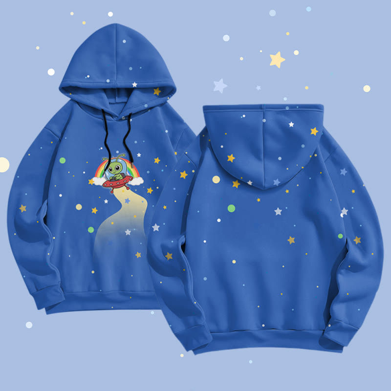 MODAKAWA Starry Alien Graphic All Over Print Pullover Hoodie - Dark Blue - 6XL - image 1