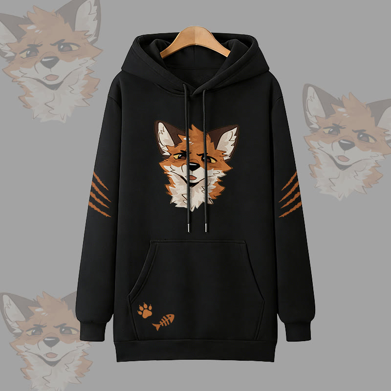 MODAKAWA X atka Squinty Fox Graphic Oversized Pullover Hoodie - Black - 3XL - image 5
