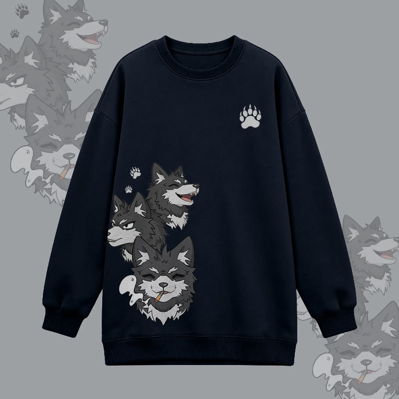 Koda Smoking Puppy Graphic Modakawa Oversized Crewneck Sweatshirt - Black - 3XL - image 1