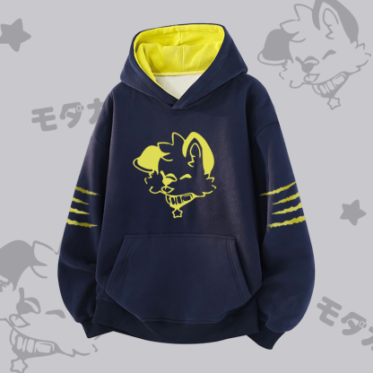 MODAKAWA X popipeko Joyful Puppy Graphic Contrast Lining Pullover - Purplish Blue - 3XL - image 2