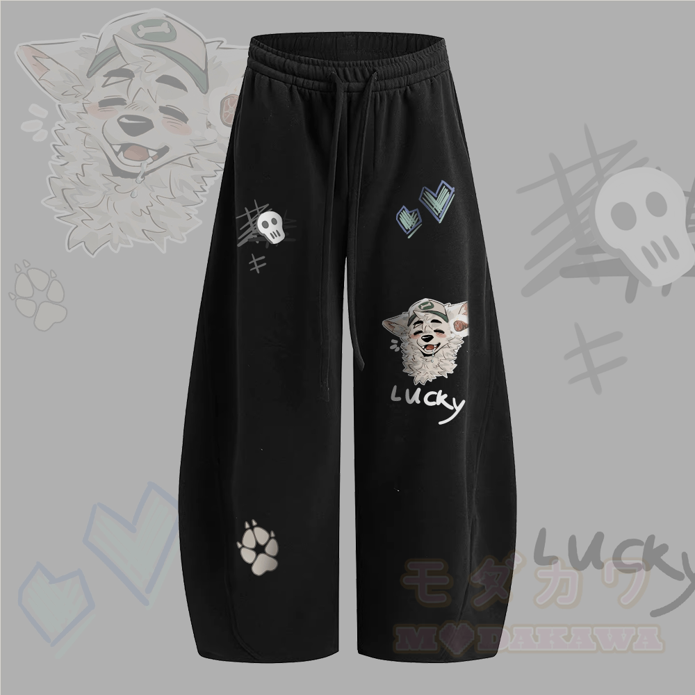 MODAKAWA X atka Fox Wants Meat Graphic Wide Leg Drawstring Pants - Black - 2XL - image 4