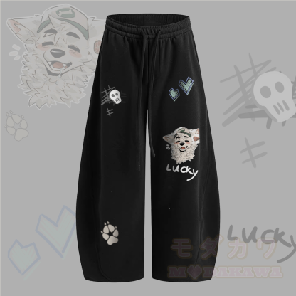 MODAKAWA X atka Fox Wants Meat Graphic Wide Leg Drawstring Pants - Black - 2XL - image 4