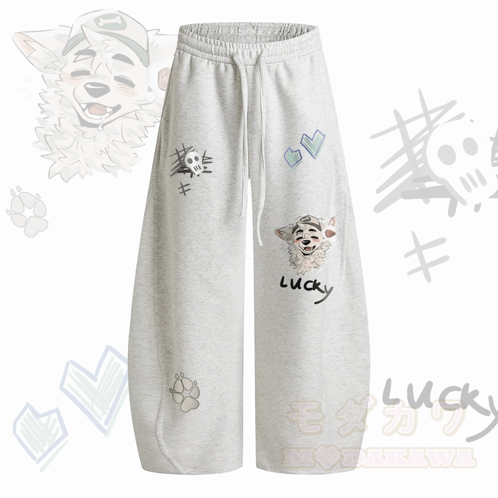 MODAKAWA X atka Fox Wants Meat Graphic Wide Leg Drawstring Pants - Grey - 2XL - image 2