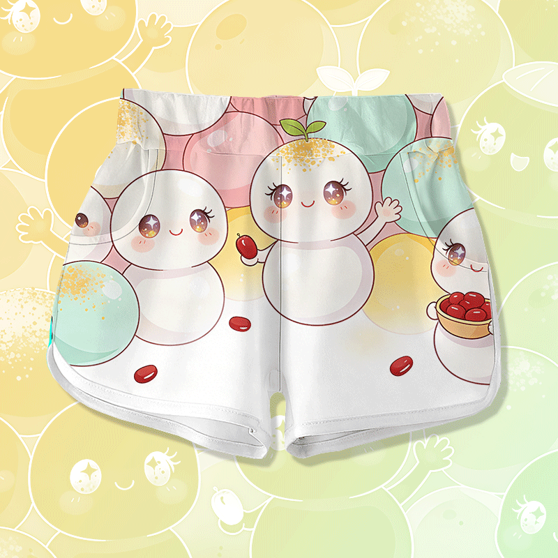 Cute Tangyuan Dessert Graphic Modakawa Shorts - White - 5XL - image 1