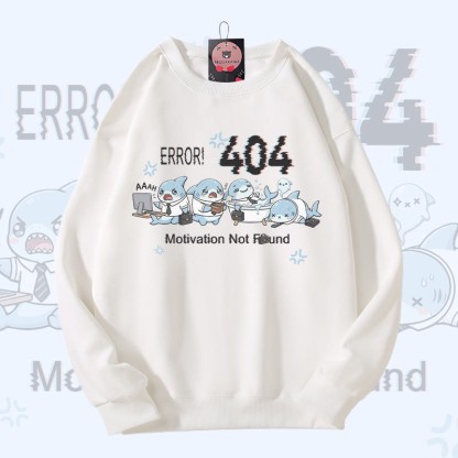 ERROR 404 MOTIVATION NOT FOUND Shark Graphic Modakawa Sweatshirt - White - 5XL - image 1