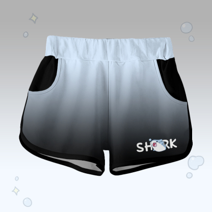 Gradient Shark Graphic T-shirt Letter Graphic Shorts Modakawa Matching Outfit - Blue & Black Shorts - 5XL - image 8