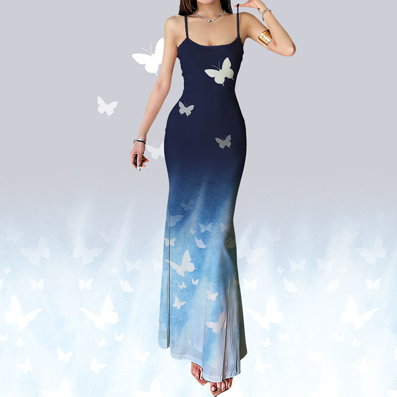 Butterfly Graphic Modakawa Gradient Slip Dress - image 2
