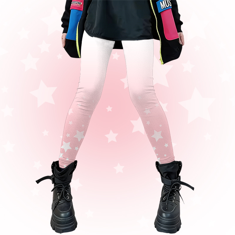 Star Graphic Modakawa Gradient Stretch Leggings - Pink - 4XL - image 1