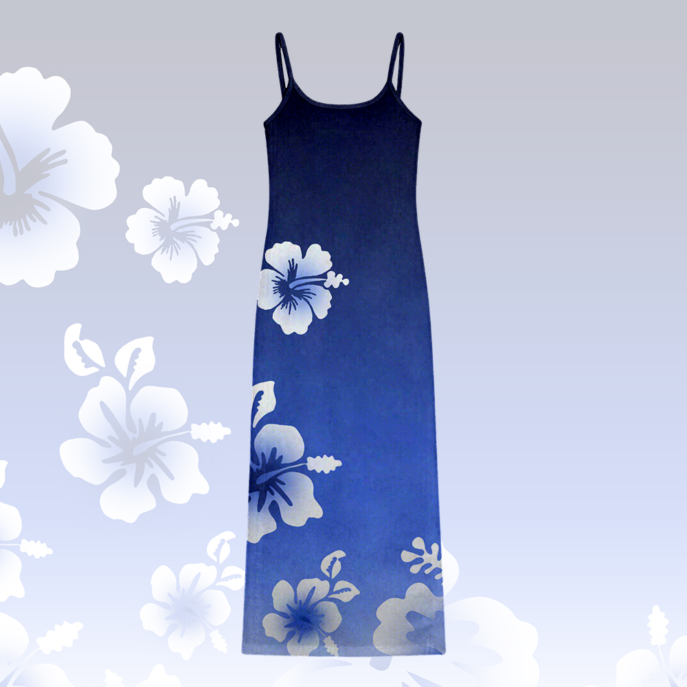Floral Graphic Modakawa Gradient Slip Dress - Blue - 5XL - image 1