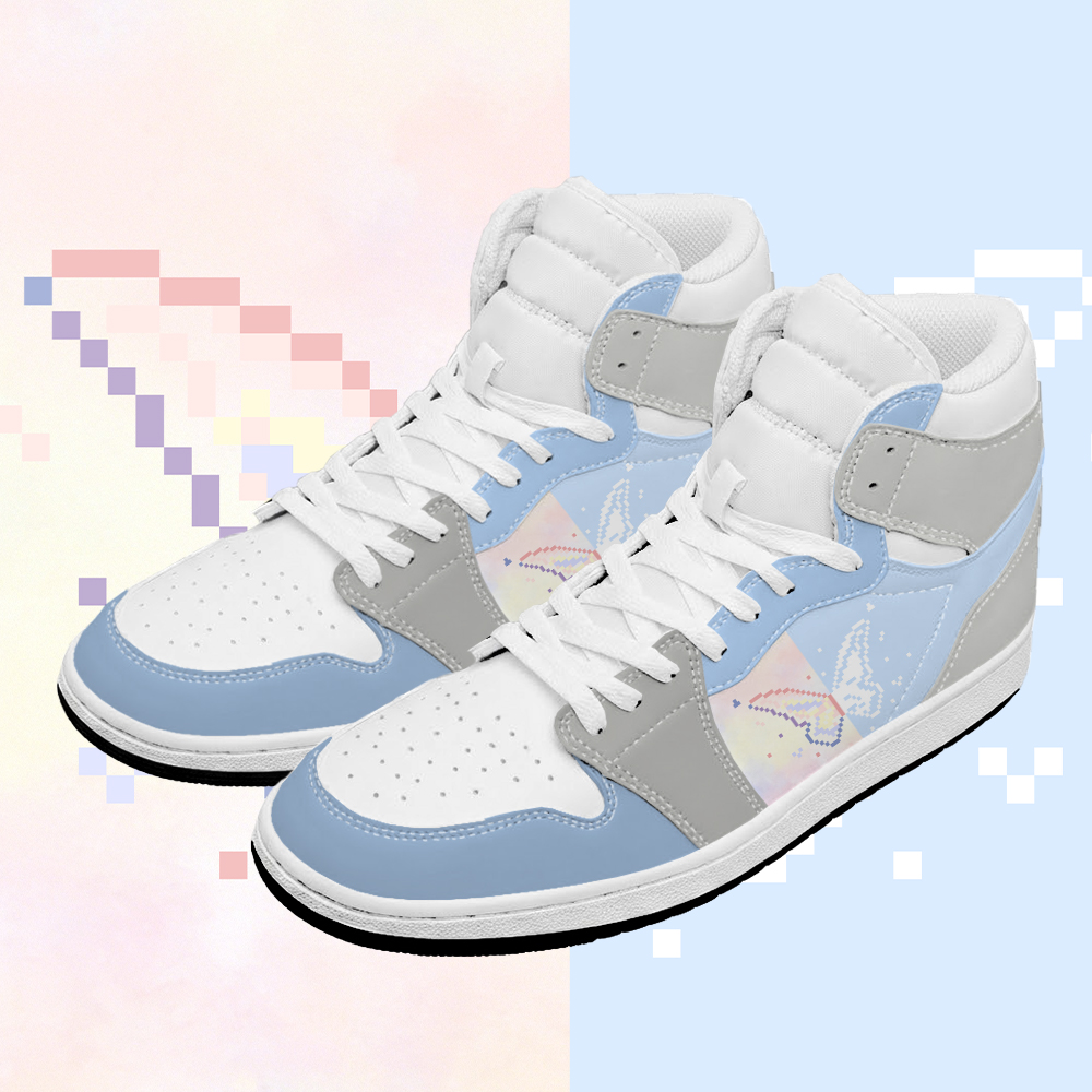 Butterfly Graphic Modakawa Color Block High Top PU Leather Sneakers - Blue & White - 48 - image 2