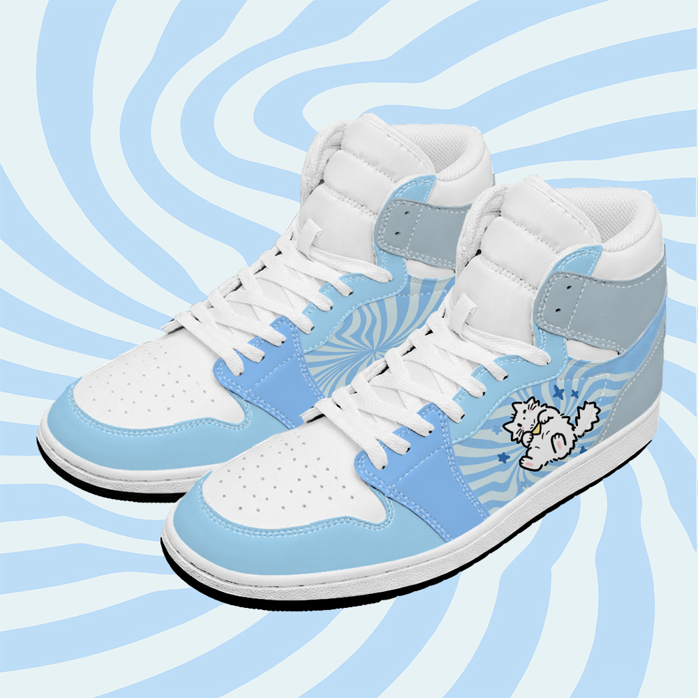 Cute Cat Graphic Modakawa Color Block High Top Canvas Shoes - Blue - 48 - image 2