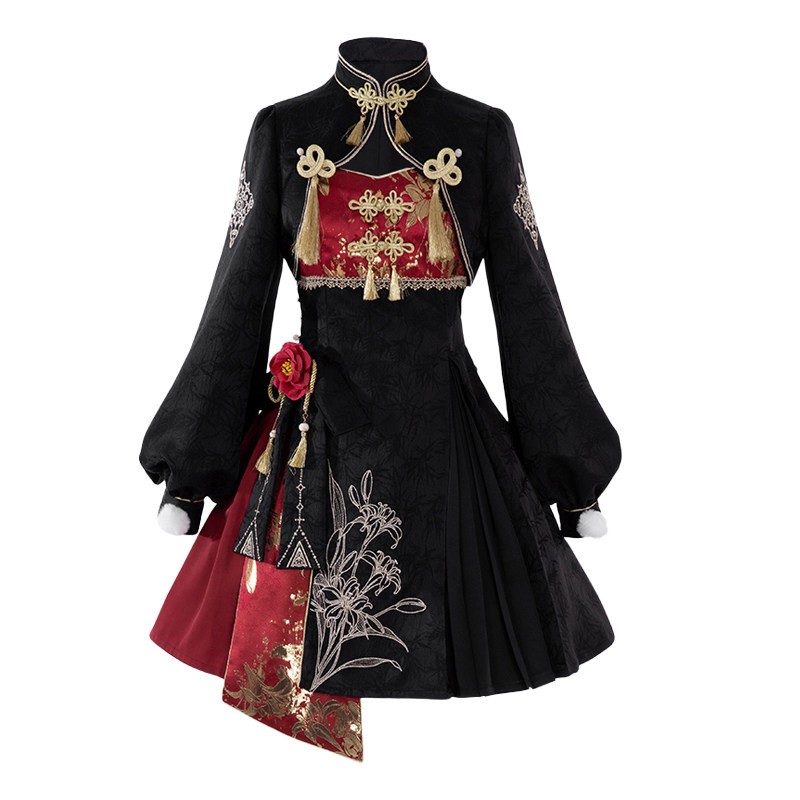 Vintage Tassel Top Flower Slip Dress Skirt Matching Outfit - Top+Dress+Skirt - L - image 2