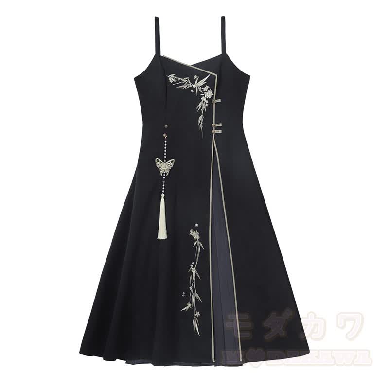 Vintage Buckle Top Flower Embroidered Slip Dress Matching Outfit - Dress - L - image 4