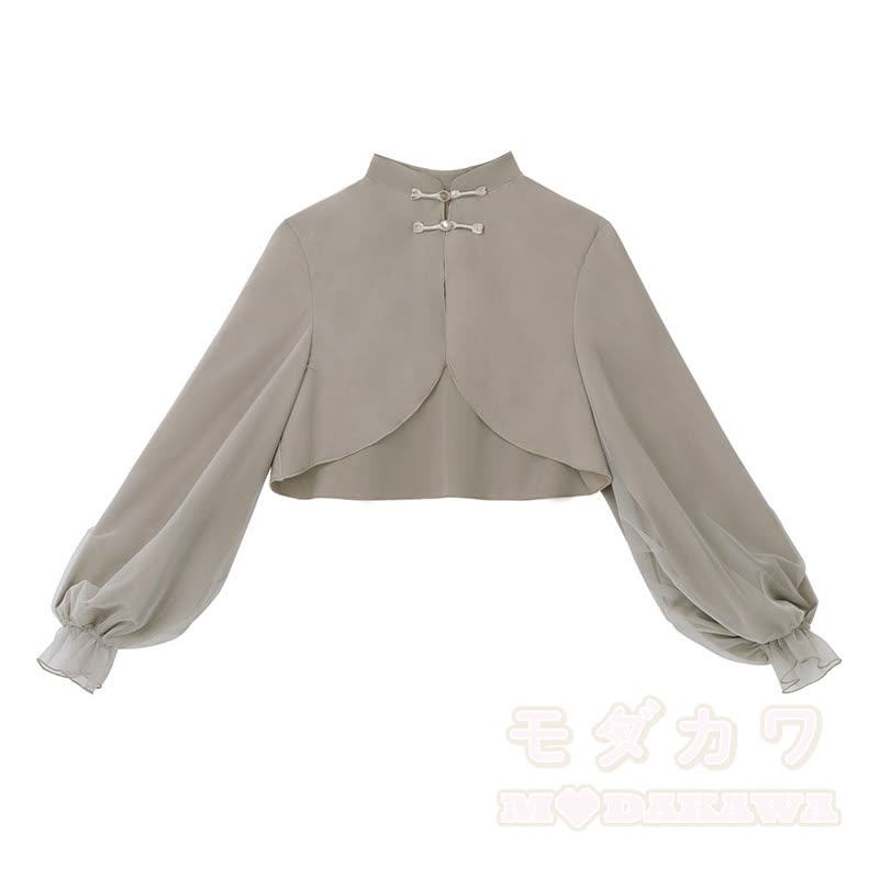 Vintage Buckle Top Flower Embroidered Slip Dress Matching Outfit - Top - L - image 3