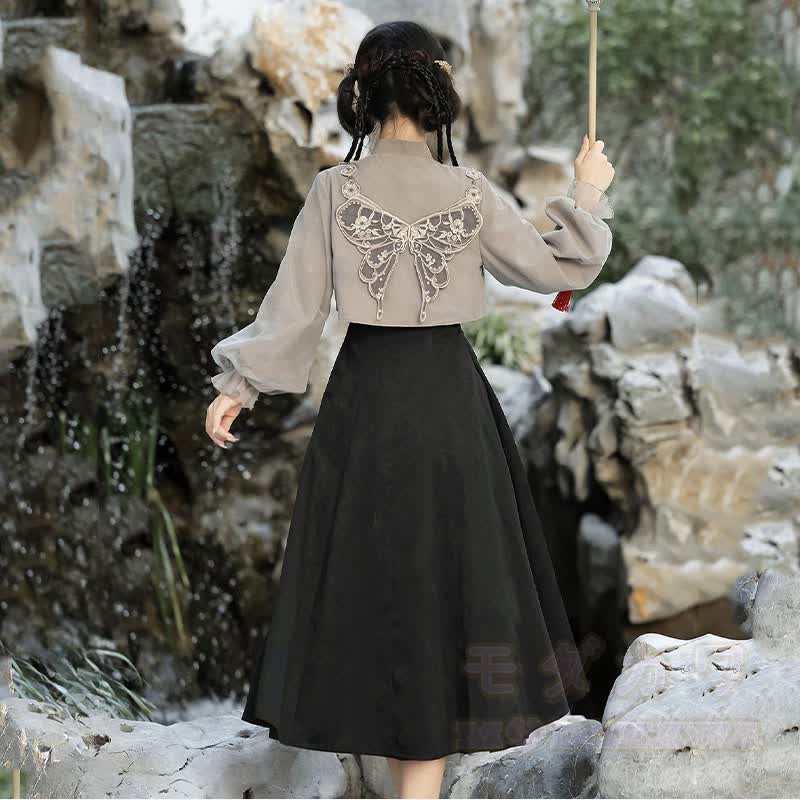 Vintage Buckle Top Flower Embroidered Slip Dress Matching Outfit - image 7