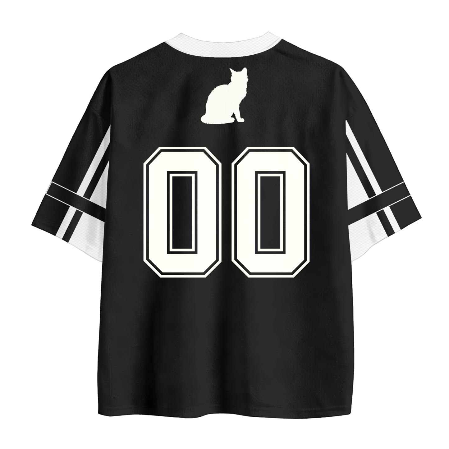 Black Cat Number Graphic Modakawa Vintage Mesh Jersey T-shirt - image 3