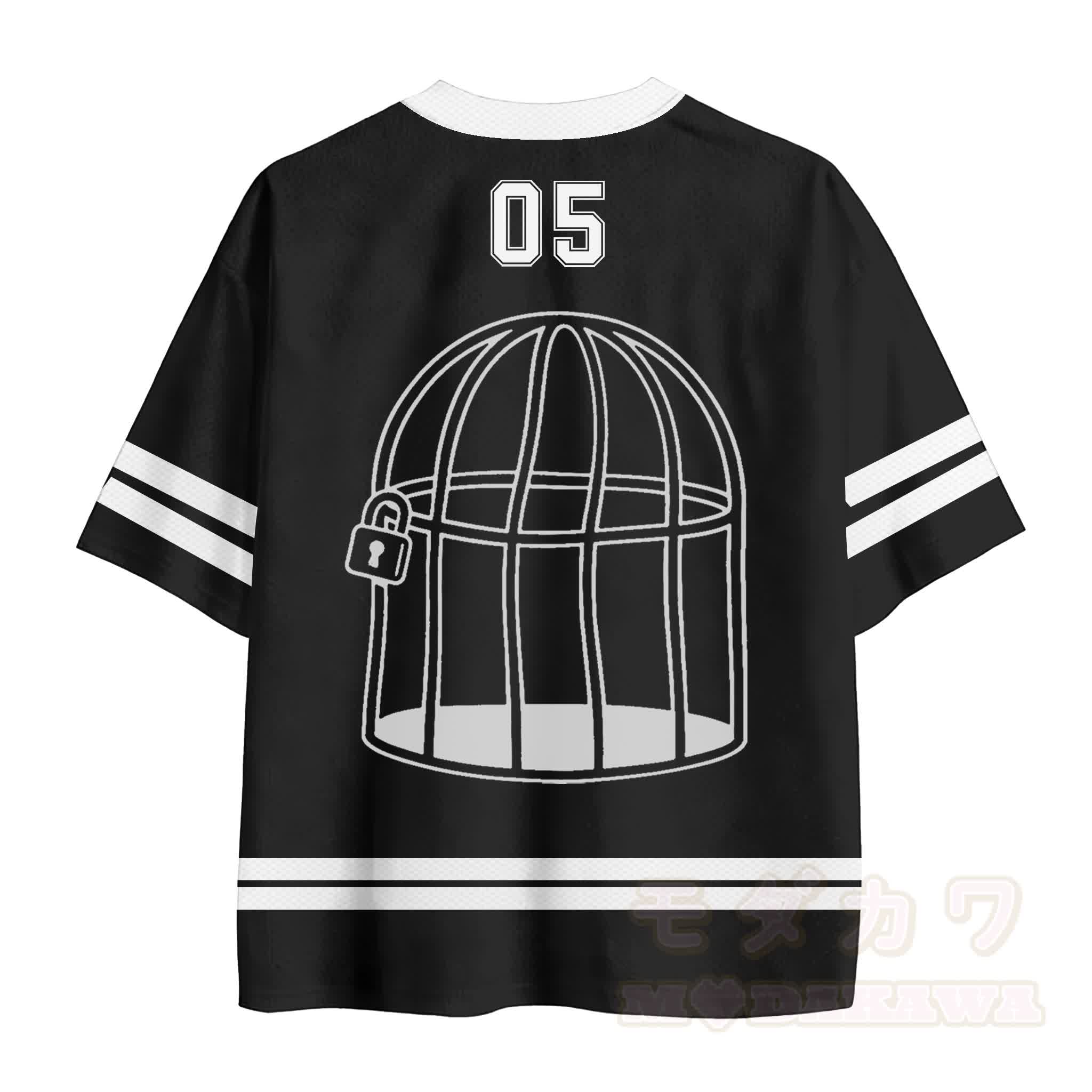 OUT OF LUCK Bird Cage Number Graphic Modakawa Vintage Mesh Jersey Jersey T-shirt - image 2