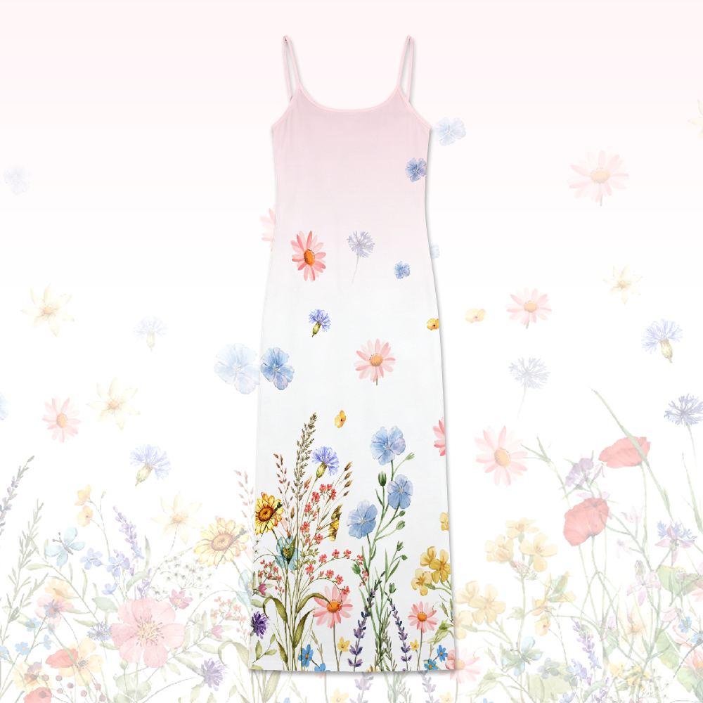 Flowers Graphic Modakawa Gradient Slip Dress - Pink - 5XL - image 1