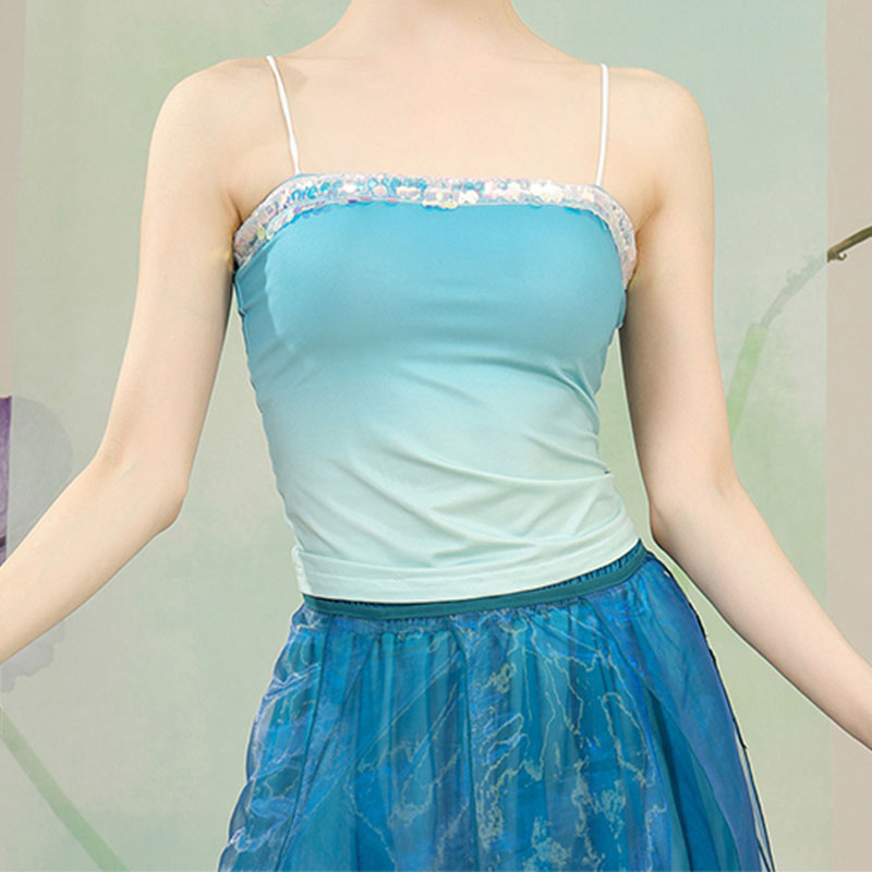 Lace-up Cover-Up Sequins Cami Top Gradient Pantskirt Matching Outfit - Cami Top (Single) - One Size - image 3