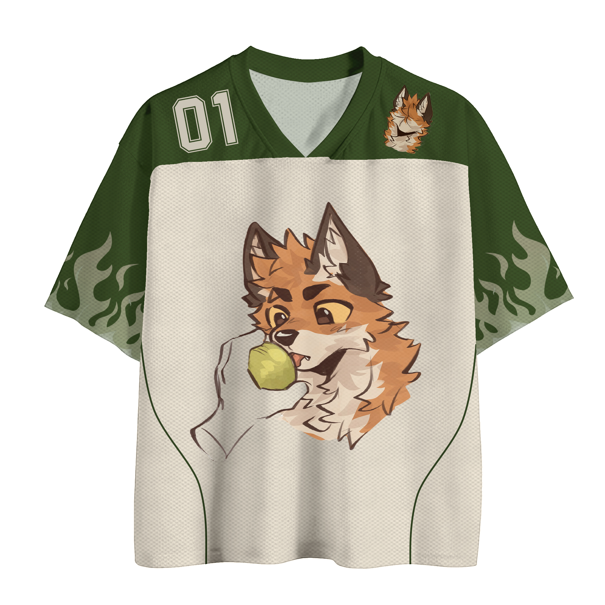 MODAKAWA X atka Fox Eating Number Graphic Vintage Mesh Jersey T-shirt - image 2