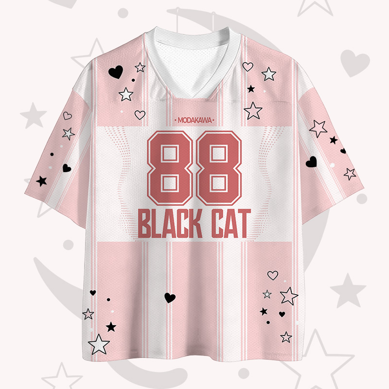 BLACK CAT Moon 88 Number Graphic Modakawa Vintage Mesh Jersey T-shirt - image 2