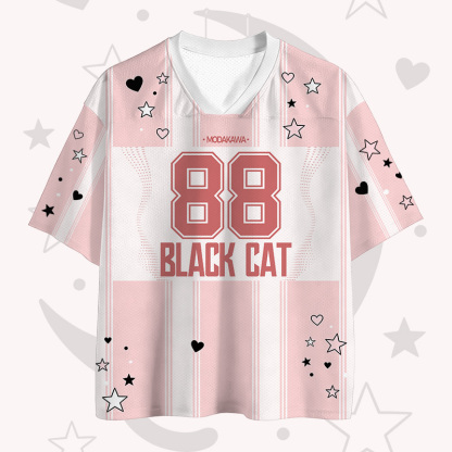 BLACK CAT Moon 88 Number Graphic Modakawa Vintage Mesh Jersey T-shirt - image 2