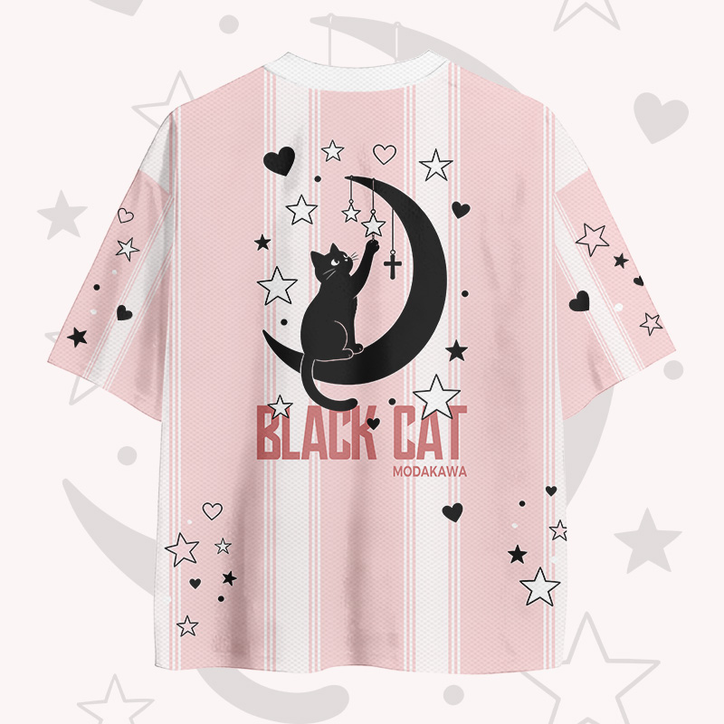 BLACK CAT Moon 88 Number Graphic Modakawa Vintage Mesh Jersey T-shirt - image 3