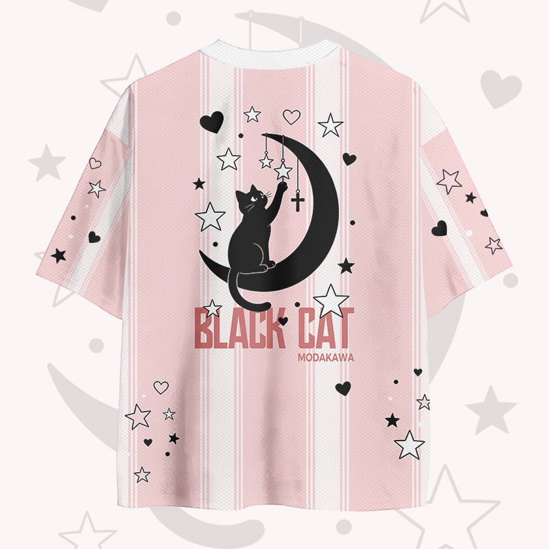 BLACK CAT Moon 88 Number Graphic Modakawa Vintage Mesh Jersey T-shirt - image 3
