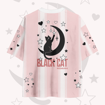 BLACK CAT Moon 88 Number Graphic Modakawa Vintage Mesh Jersey T-shirt - image 3