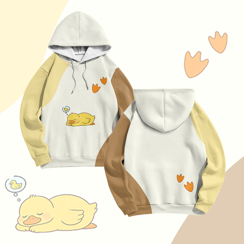 Sleeping Duck Graphic Modakawa Pullover Hoodie - Yellow - 6XL - image 1