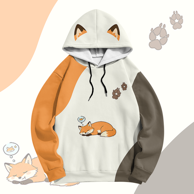 Sleeping Fox Graphic Modakawa Pullover Hoodie - image 2