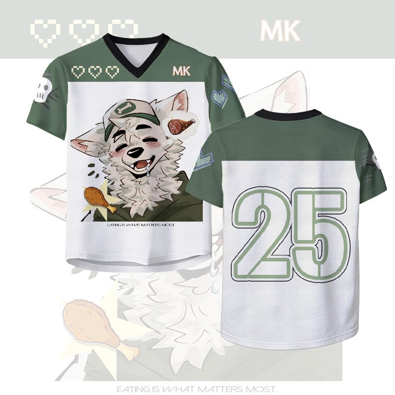 MODAKAWA X atka Fox Number Graphic Vintage Mesh Jersey T-shirt - White - 4XL - image 3