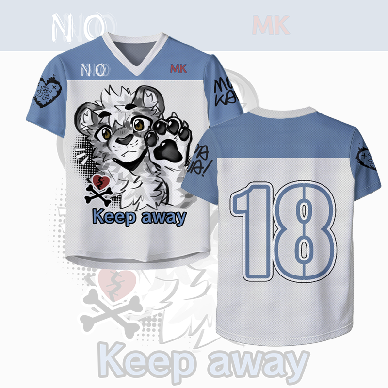 MODAKAWA X atka Tiger Paw Number Graphic Vintage Mesh Jersey T-shirt - Blue - 4XL - image 1