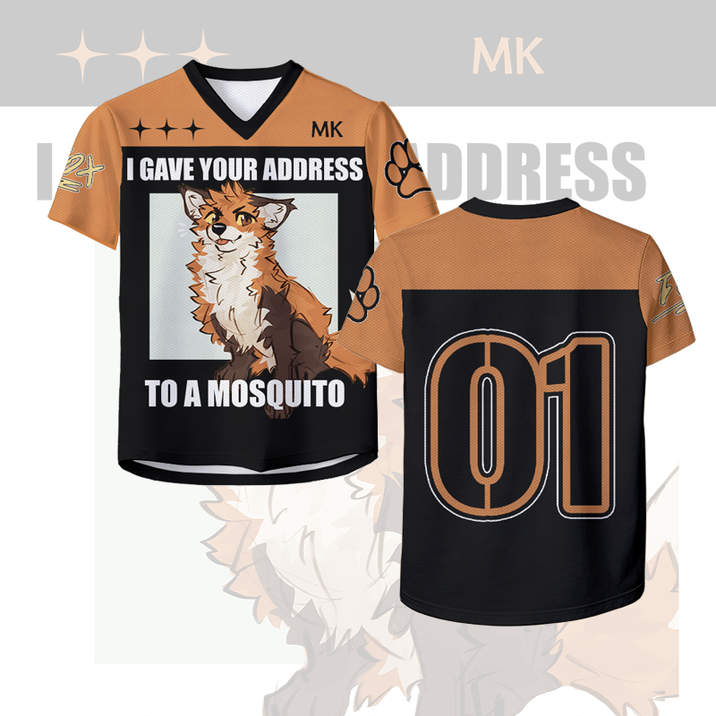 MODAKAWA X atka I GAVE YOUR ADDRESS Fox Number Graphic Vintage Mesh Jersey T-shirt - Black - 4XL - image 3