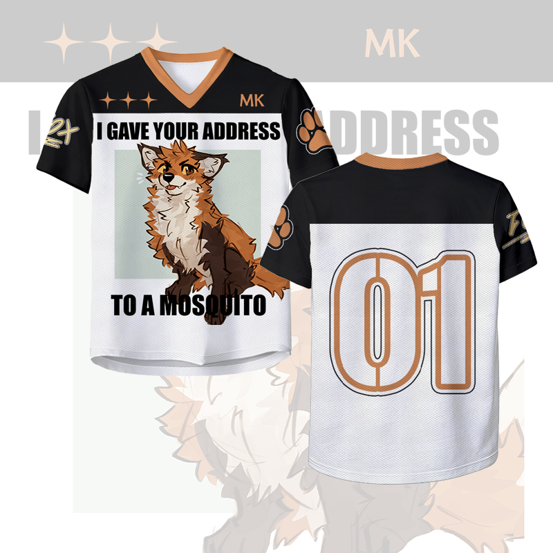MODAKAWA X atka I GAVE YOUR ADDRESS Fox Number Graphic Vintage Mesh Jersey T-shirt - White - 4XL - image 1