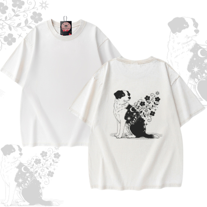 Puppy Graphic Modakawa Unisex Vintage Washed T-shirt - Apricot - 5XL - image 3