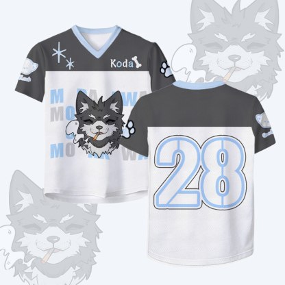 KODA Smoking Puppy Number Graphic Modakawa Vintage Mesh Jersey T-shirt - White - 4XL - image 1