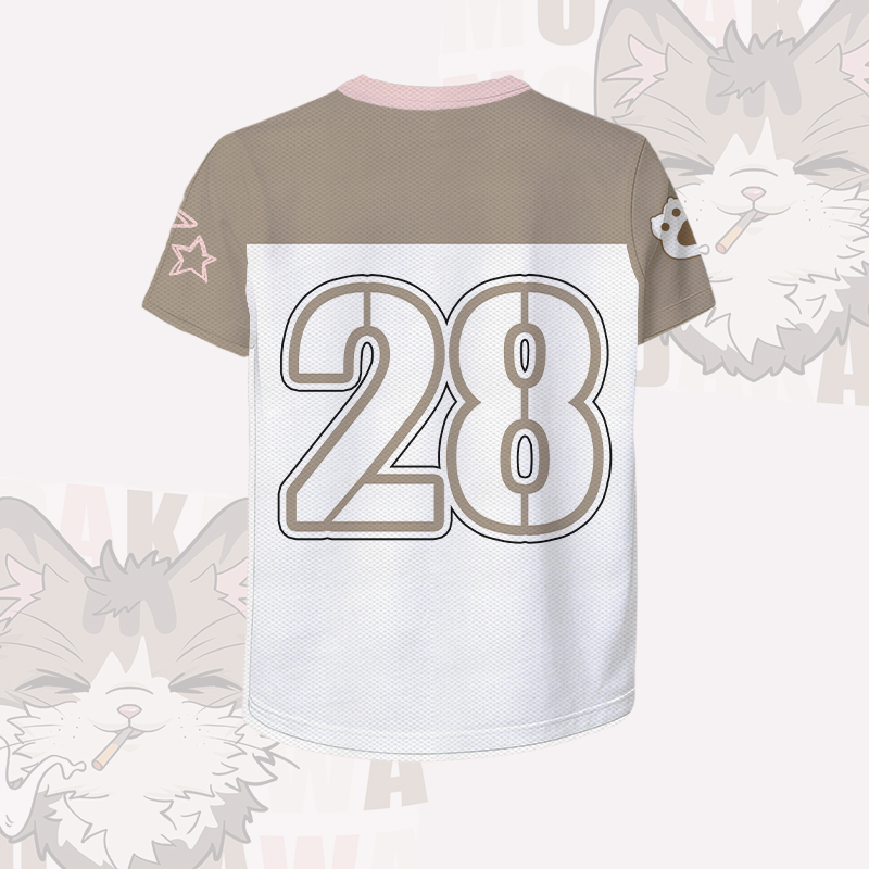 Smoking Cat Number Graphic Modakawa Vintage Mesh Jersey T-shirt - image 4