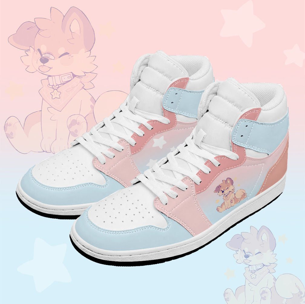 MODAKAWA X popipeko Puppy Graphic High Top Canvas Shoes - Pink - 48 - image 1