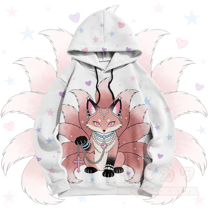 Nine Tailed Fox Cross Graphic Modakawa Pullover Hoodie - image 1