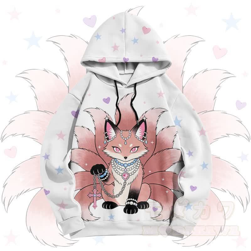 Nine Tailed Fox Cross Graphic Modakawa Pullover Hoodie - image 1