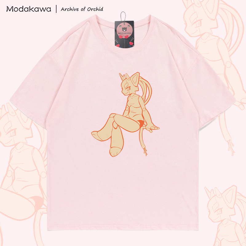 MODAKAWA X Archive of Orchid Mecha Cat Girl Graphic 100% Cotton T-shirt - Light Pink - 5XL - image 2